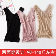 Áo vest nữ nữ phần thân mỏng corset gợi cảm co giãn Slim ren V-cổ không tay body top