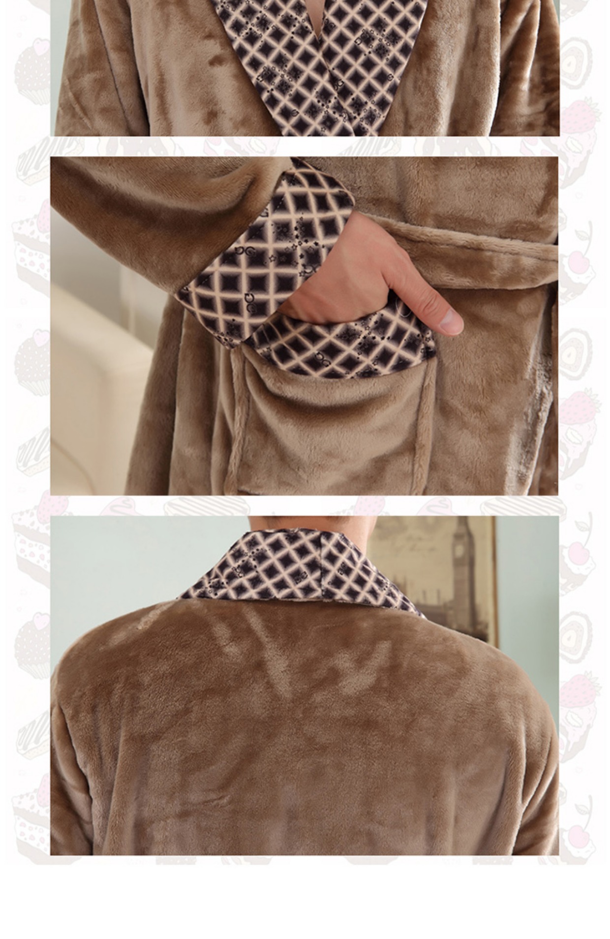 Mùa thu và mùa đông mới màu rắn dày áo flannel nam áo choàng tắm đồ ngủ phụ nữ dài san hô lông cừu áo choàng tắm áo ngủ thu đông Hàn Quốc