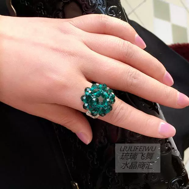 Tự làm pha lê đính cườm handmade ngôi sao lớn dệt vòng phụ kiện cá nhân phụ nữ nhẫn sinh nhật nhiều màu - Nhẫn nhẫn lông voi