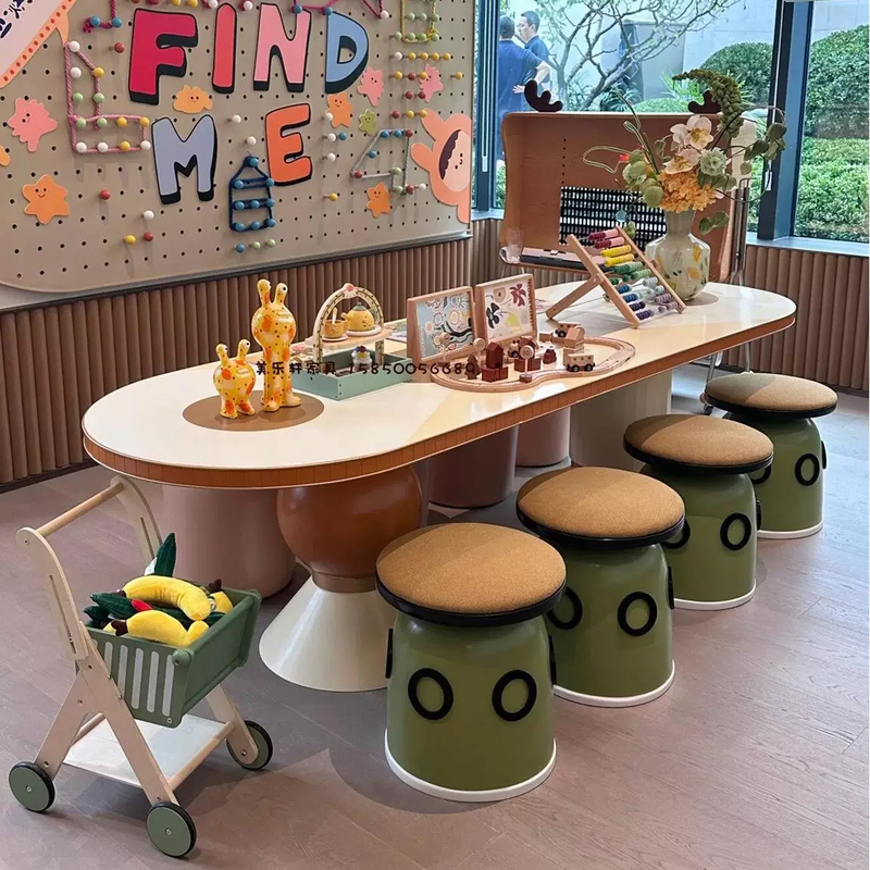 Children's Entertainment Area Table and Chair Set Kindergarten Early Education Training Reading and Painting Mezzanine High-End Solid Wood Handmade Table Children's Entertainment Area Table and Chair Set Kindergarten Early Education Training Reading and Painting Mezzanine High-End Solid Wood Handmade Table