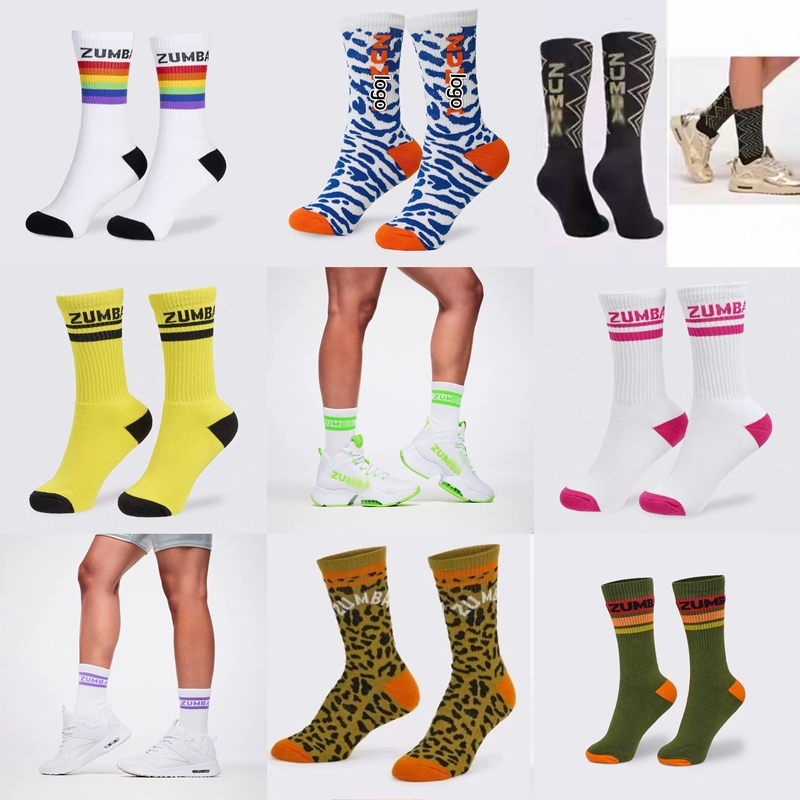 Zw All-Cotton Black and Blue Patchwork Socks 2025 Latest Model Cotton Socks Sports Socks Men's and Women's Models