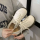 2021 autumn new all-match British style small leather shoes women's retro lace-up low-cut college style comfortable flat shoes