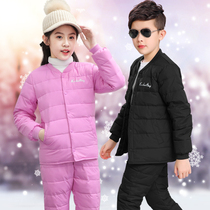Childrens down liner suit Boys and girls middle and large childrens school uniforms wear light tops thick baby down pants