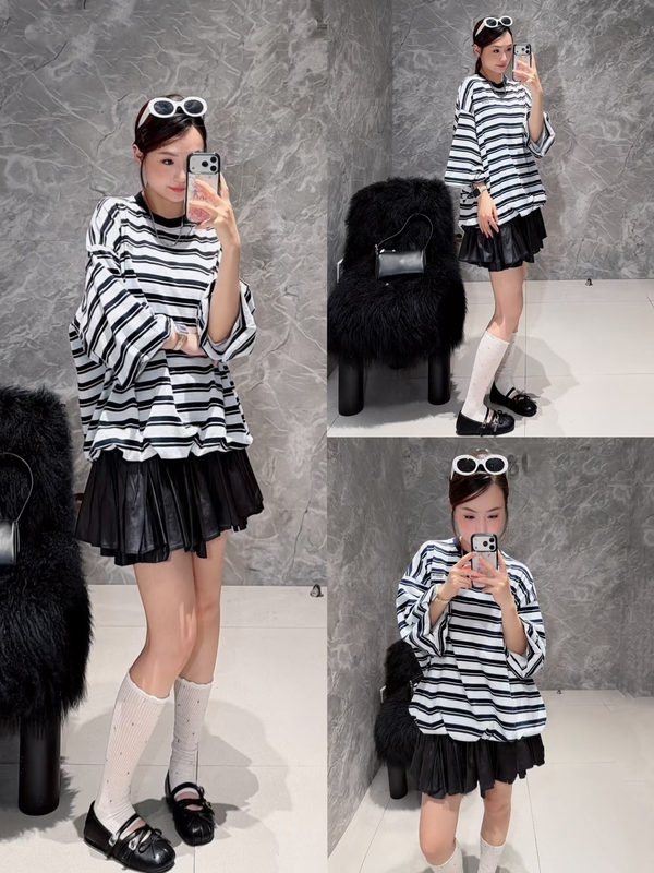 Bonbom Designer Collaboration Top Moco2026 Autumn New Striped Xinjiang Cotton Loose Fit Mbf3Top026