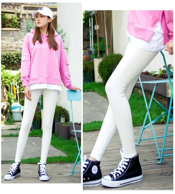 Quần legging nữ mặc mùa thu mới cotton cao eo chất béo MM cỡ lớn chân quần màu xám phần dài quần dài