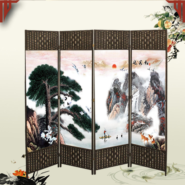 Screen new photocopying hotel office porch bedroom living room folding screen welcome pine new Chinese convenient folding