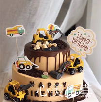 Simulation cake model 2020 new creative scene excavator birthday cake model European fake cake sample