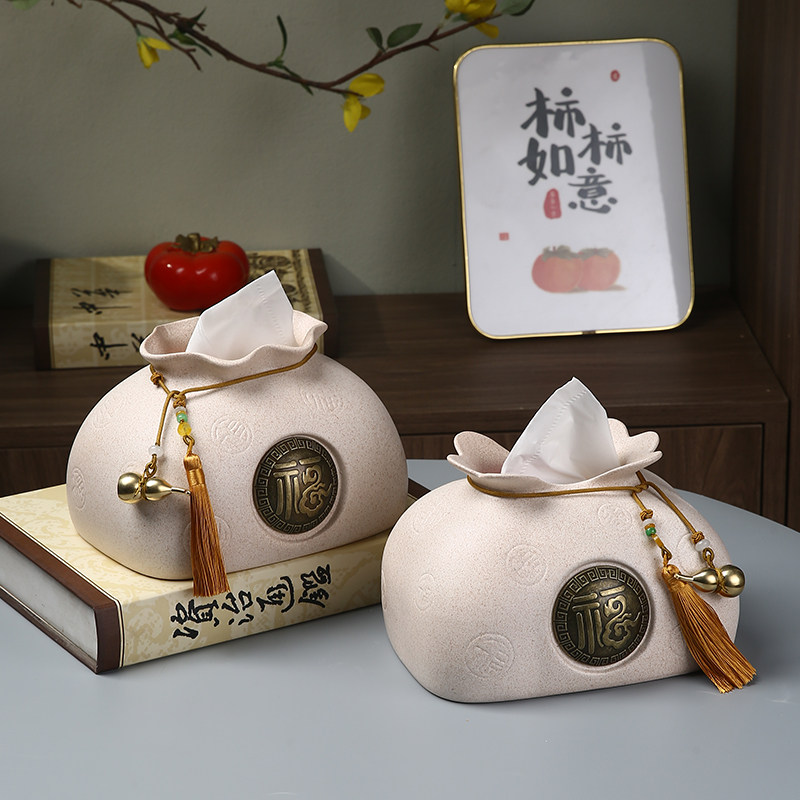 Net Red Paper Towel Box Living Room Upscale Light Lavish Ceramic Cramps Home Tea Table Paper Cramps New Chinese Napkins Cardboard Boxes-Taobao