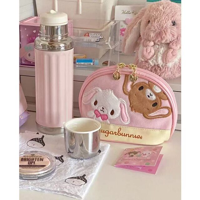 New ins pink embroidered coin purse girl's home high-value storage bag cartoon cute portable shell bag