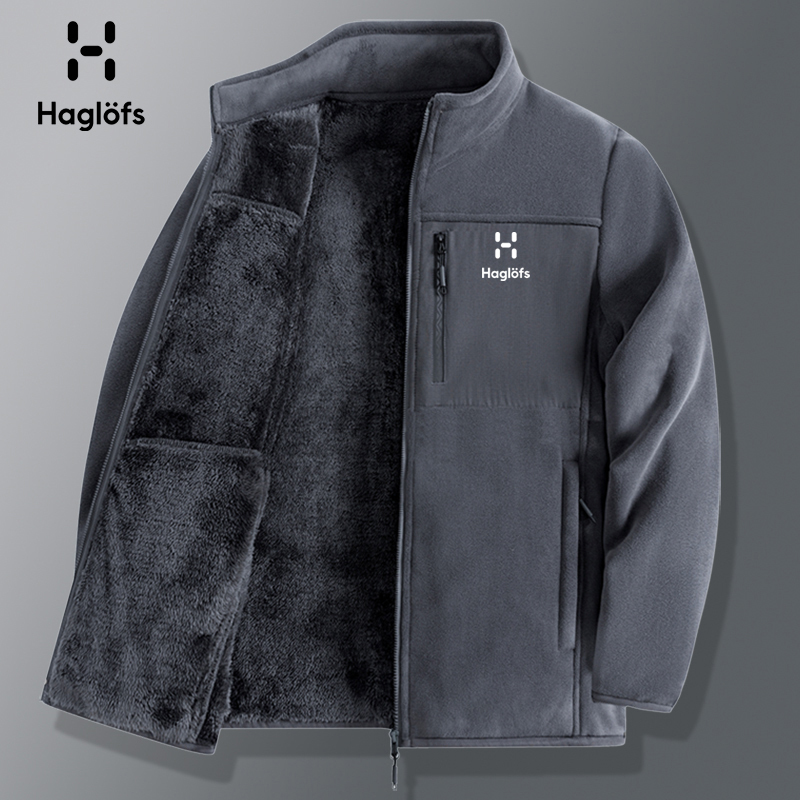 Haglofs Matchstick Autumn and Winter Fleece Jacket for Men, Loose Casual Versatile Thickened Warm Sports Coat