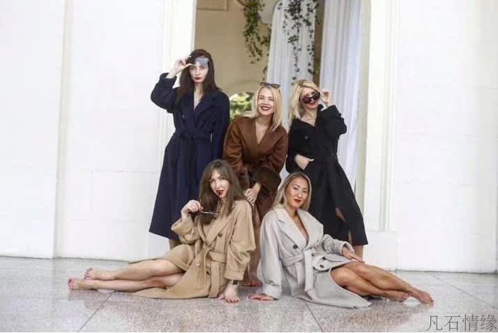 Fan Shi Khánh Yuan áo khoác nữ lớn hai mặt áo khoác cashmere dài đôi ngực ấm áp len len quần áo phụ nữ - Áo len lót đôi áo khoác burberry nữ