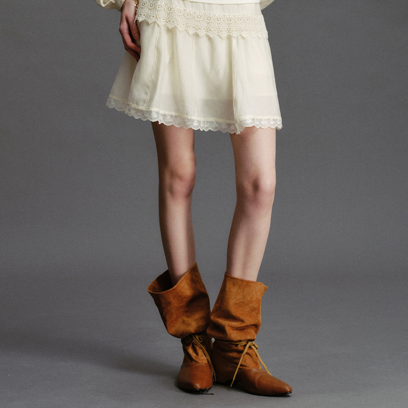 Andanything Acetate Lace Split Skirt