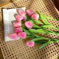 Tulip simulation with flower picnic bouquet in photo props fake floral fitting for living room desktop decoration