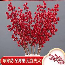 Red Favorite Simulation Fake Winter Yukeshi Soybean New Year Fukub Flower Material Living Room