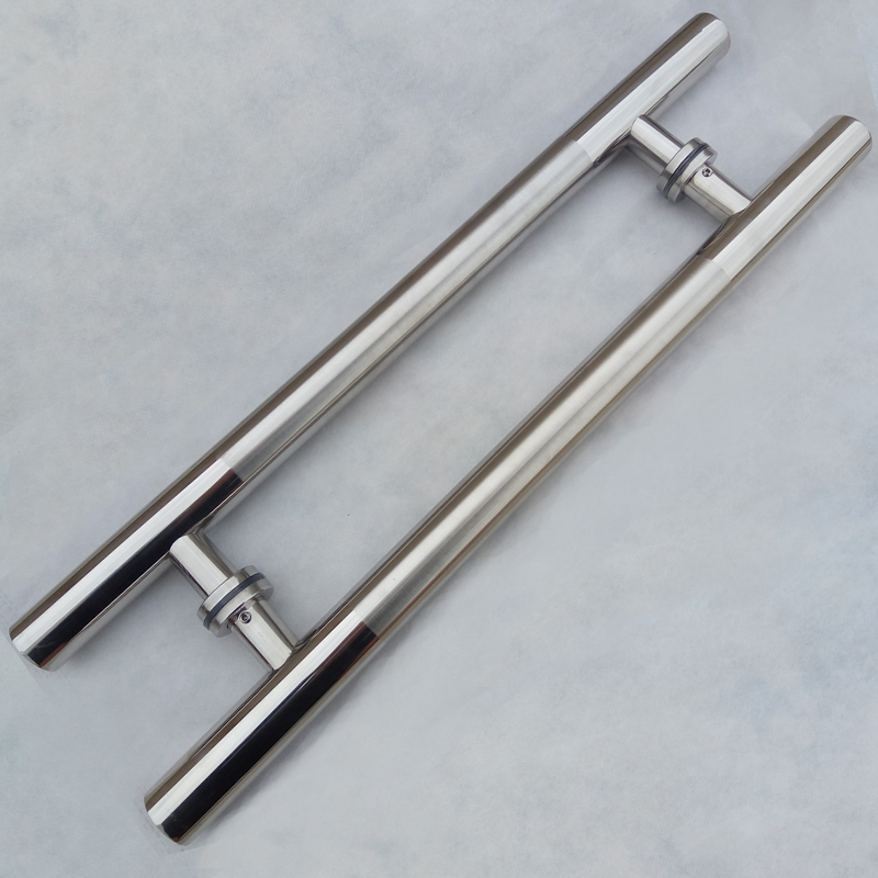 Glass door handle stainless steel round tube thicked in sand white steel door handle simple door handle iron door