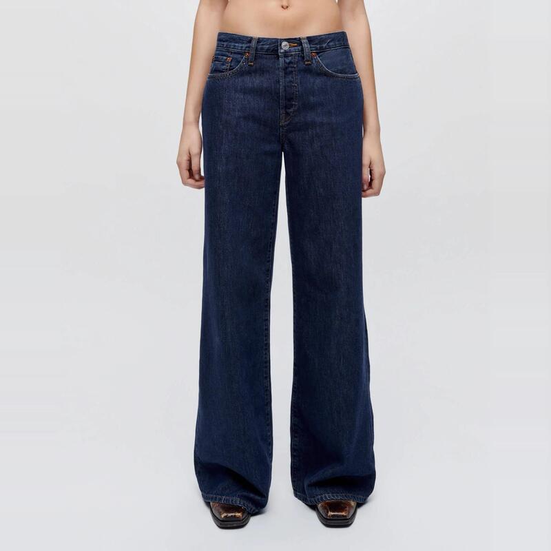 「Neun」American Redone Wide-Leg Indigo Denim Pants, Super Soft Jeans, Made in Turkey