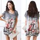 Fat Girl 155 Jin Ice Silk Slim Summer and Autumn Women's Loose Printed Mid-Length Casual Versatile Top Short Sleeve T-shirt
