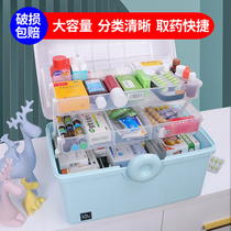 Medicine box Household large capacity medicine storage box Portable family medicine medical box Emergency health care small medicine box