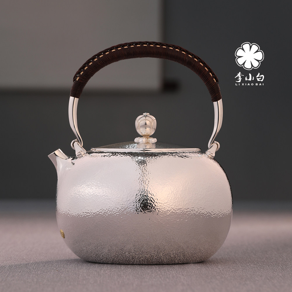 純銀9999手工打造李小白銀壺1300毫升中式風格大容量茶壺-Taobao-Tmall