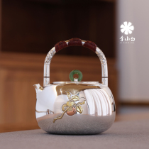 Li Xiaobai silver pot sterling silver 9999 boiling mercury pot sterling silver pot gold and silver wrong persimmon Ruyi