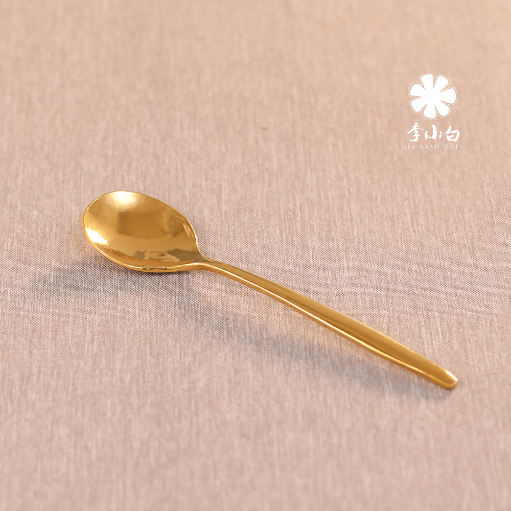 Li Xiaobai pure gold spoon pure handmade pure gold 9999 pure gold spoon pure gold rice spoon tea spoon