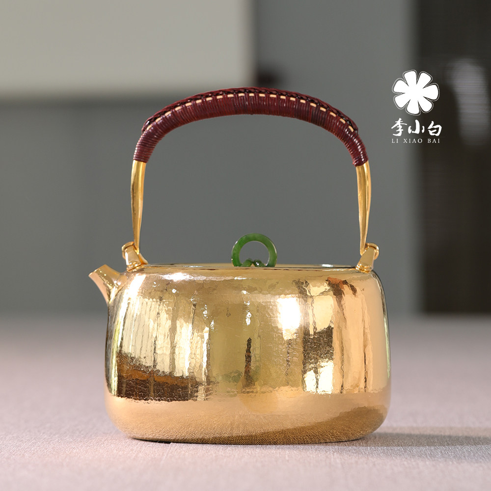 Li Xiao platinum pot pure gold 9999 pure handmade kettle pure gold gold pot teapot gold pot