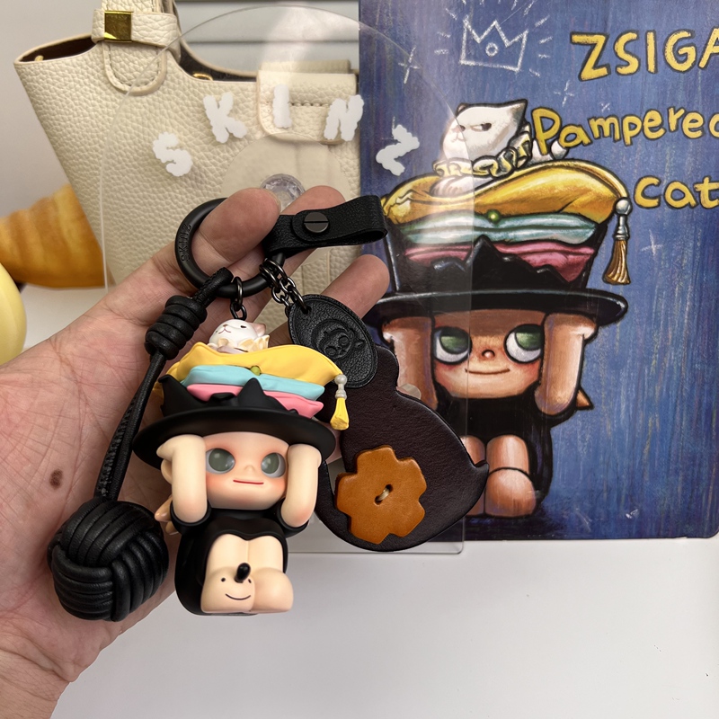 Zsiga Gazi Sister's Pet Cat Genuine Leather Accessory Bag Pendant Car Keychain Authentic Trendy Gift