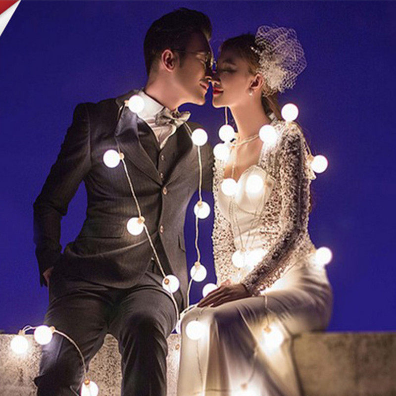 New night scene photography props light string 5cm large diameter light bulb plug-in LED light warm light room decoration lights