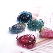 Xiaolei tourmaline live room natural crystal tourmaline accessories pendant carved beautiful peony girl