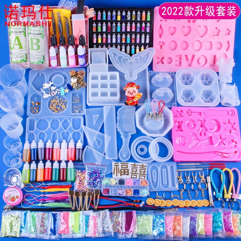 Handmade amber diy material resin AB glue set stereosilica gel homemade crystal glue mold complete