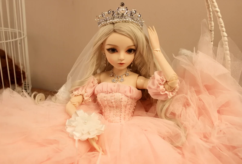 Handmade búp bê BJD cưới Doris thay đổi trang điểm cô gái đồ chơi trẻ em sáng tạo để gửi Set công chúa