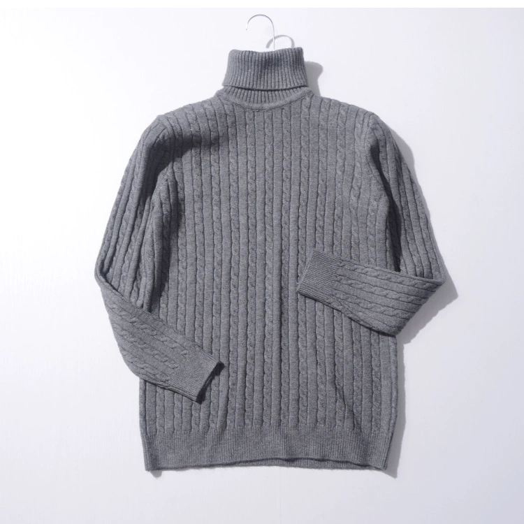 80% cashmere đơn giản cardigan hoang dã màu tinh khiết xoắn áo len cao cổ nam chống tràn áo len bên trong áo len - Áo len