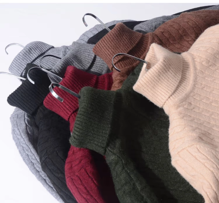 80% cashmere đơn giản cardigan hoang dã màu tinh khiết xoắn áo len cao cổ nam chống tràn áo len bên trong áo len - Áo len