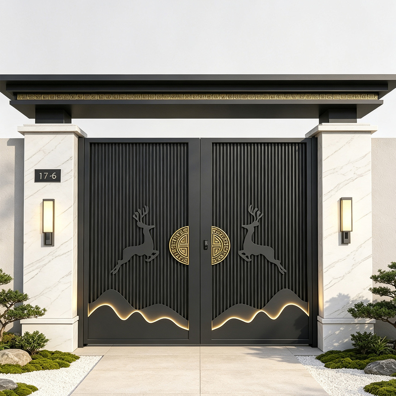 Villa Aluminum Alloy Courtyard Gate, Smart Electric Rural Self-Built House Gate, Garage Stainless Steel Double-Door Community Gate Villa Aluminum Alloy Courtyard Gate, Smart Electric Rural Self-Built House Gate, Garage Stainless Steel Double-Door Community Gate