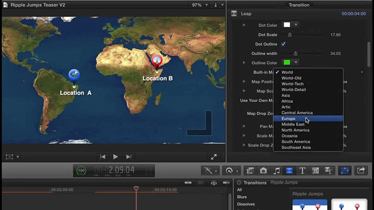 Final Cut Pro X 插件 Jumps 标记地点位置切换转场 for FCPX