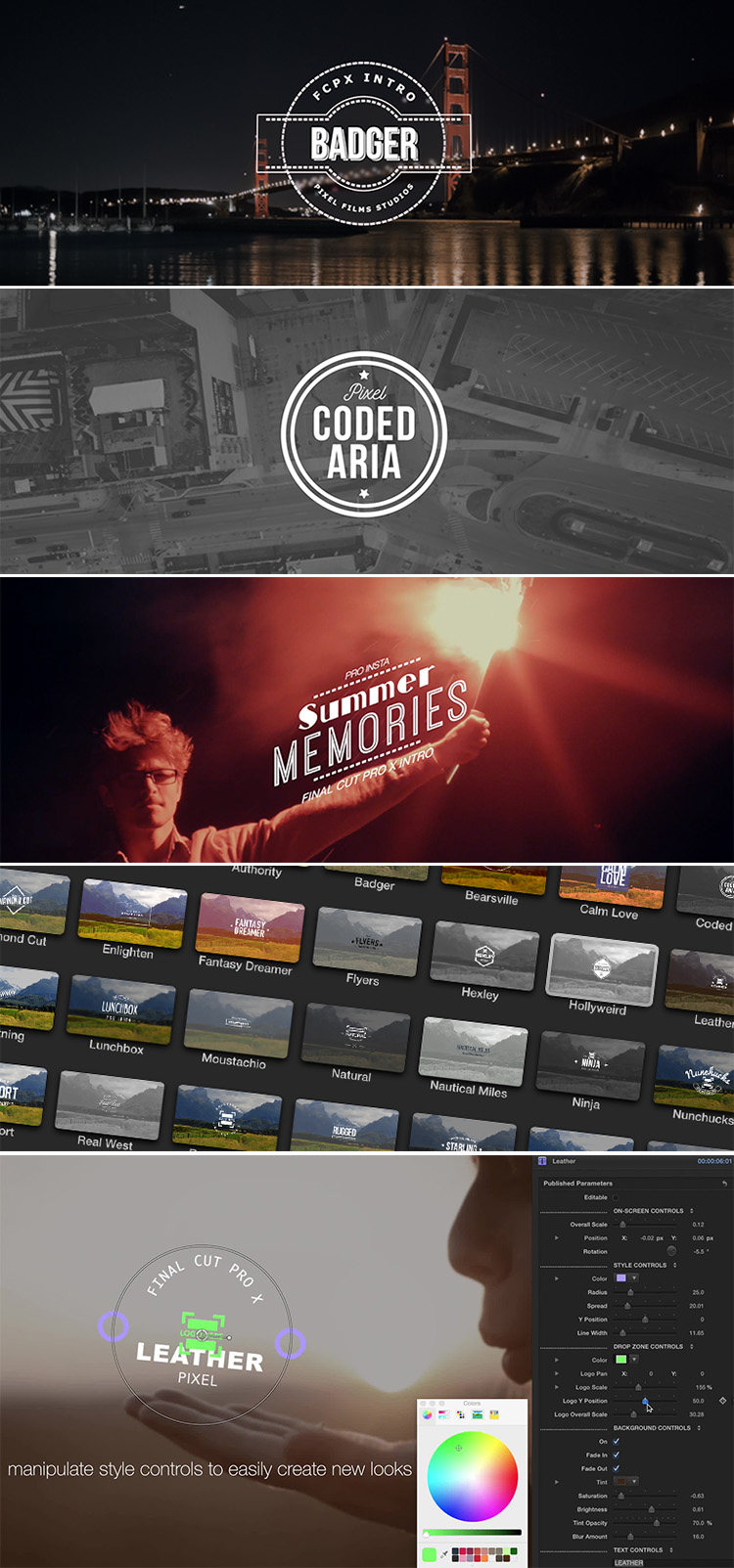 FCPX插件：30组信息简介创意设计标题字幕特效 ProIntro Indie V1