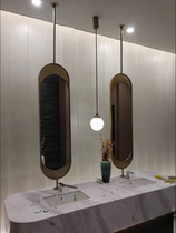 Hanging oval mirror bathroom mirror hotel bathroom mirror decorative mirror ceiling bathroom mirror upper and lower pole