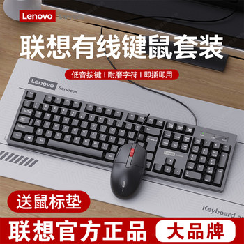 Lenovo Wired Keyboard and Mouse Set, Silent Typing, Office Desktop Computer, Notebook, for Girls