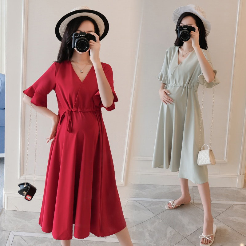 2022 Spring Summer Dress New Pregnancy Women's Dress LONG VERSION OF THE OCEAN DRESS FOREIGN PIE WITH UNDERDRESS TEMPERAMENT SKIRT TIDE