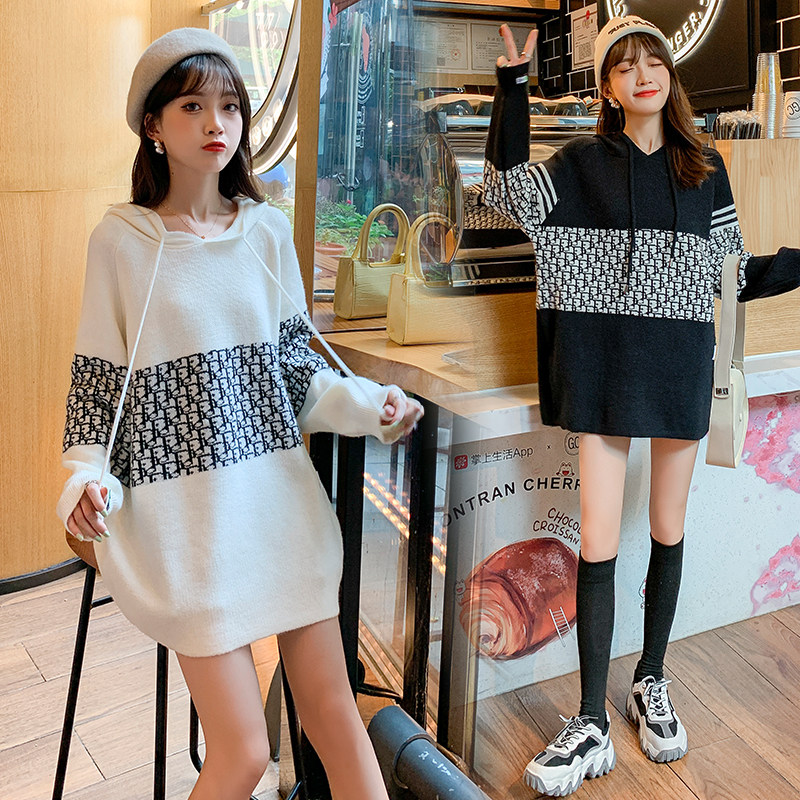 Autumn new maternity clothes loose hooded knitwear foreign style knitwear top tide mom hoodie fat MM base