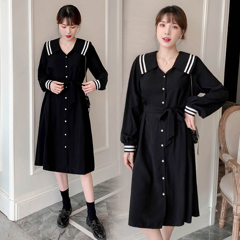 Gfei steps up the code gestation maternity dress Spring loaded with new Korean version Long version Long sleeves foreign dress 200 catty of fat mm Skirt Tide