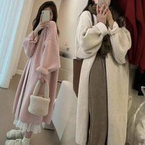 Maternity wear spring new Korean style mid-length sweater cardigan fashionable large size sweater plush coat jacket