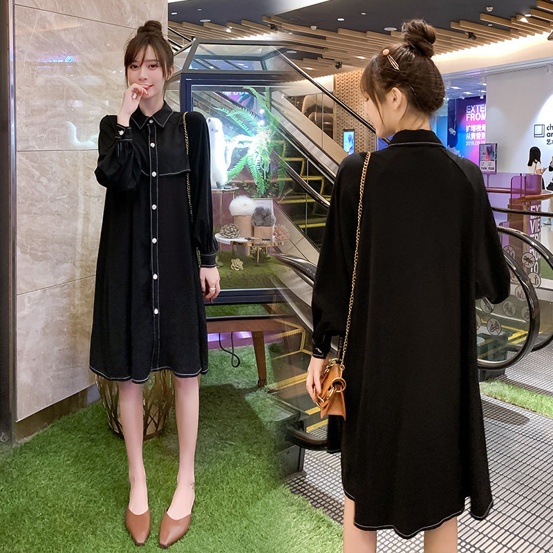 2022 Spring loaded gestation maternity dress with a long version of the dress foreign style dress Pregnancy Clothing Boomer Shirt-style Dress Ocean Dress