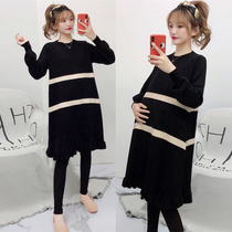 Pregnancy womens clothing autumn clothing new Korean version of the long fur coat jacket autumn and winter style hooded cardiovert blouses blouses
