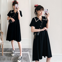 Pregnancy Woman Dress Summer Dress New Korean Version of the Doll Collar Dress With Dress Code Loose slim temperament Short sleeves Dress