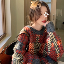 Sandro asw loose casual pullover plaid sweater spring and autumn new inner sweater lazy wind womens fashion trend