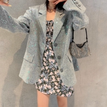 Sandro asw heavy industry sequins loose foreign fame suit jacket women autumn European station net red small suit