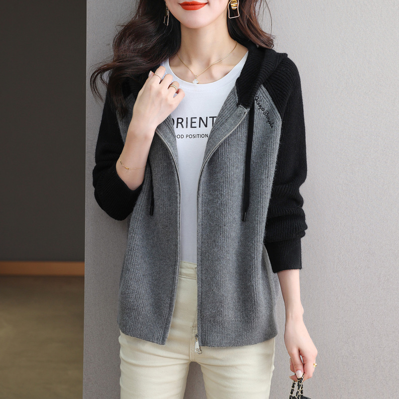 Hooded Casual Cashmere Knitted Sweater Cardigan for Women 2025 Autumn and Winter New Loose and Versatile Wool Sweater Jacket Top