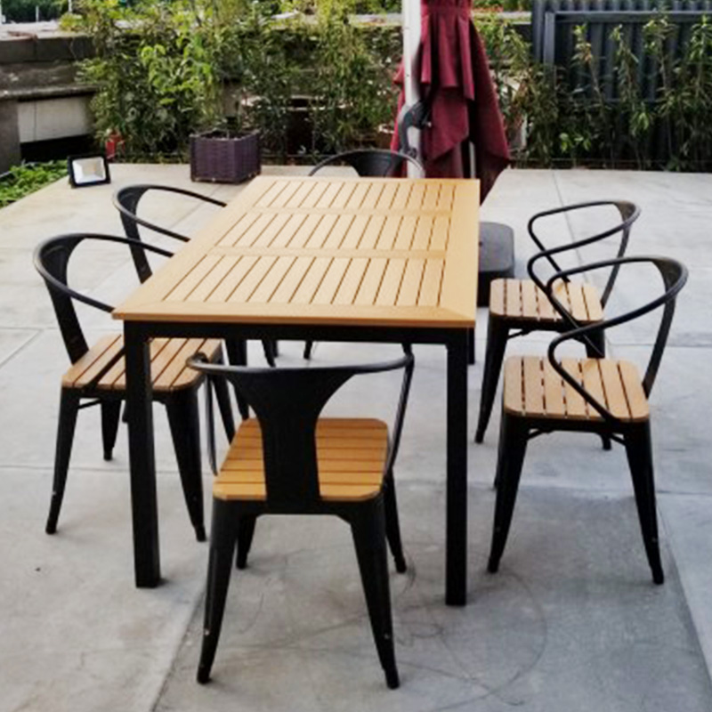 Outdoor tables and chairs open-air terrace leisure wrought iron tables and chairs courtyard garden milk tea coffee shop plastic wood outdoor tables and chairs