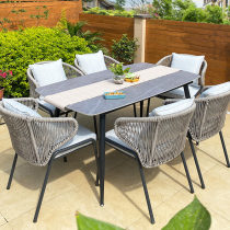 Outdoor Nordic table and chair Courtyard Open-air balcony rattan chair Negotiation lounge area Sales office Woven leisure table and chair combination